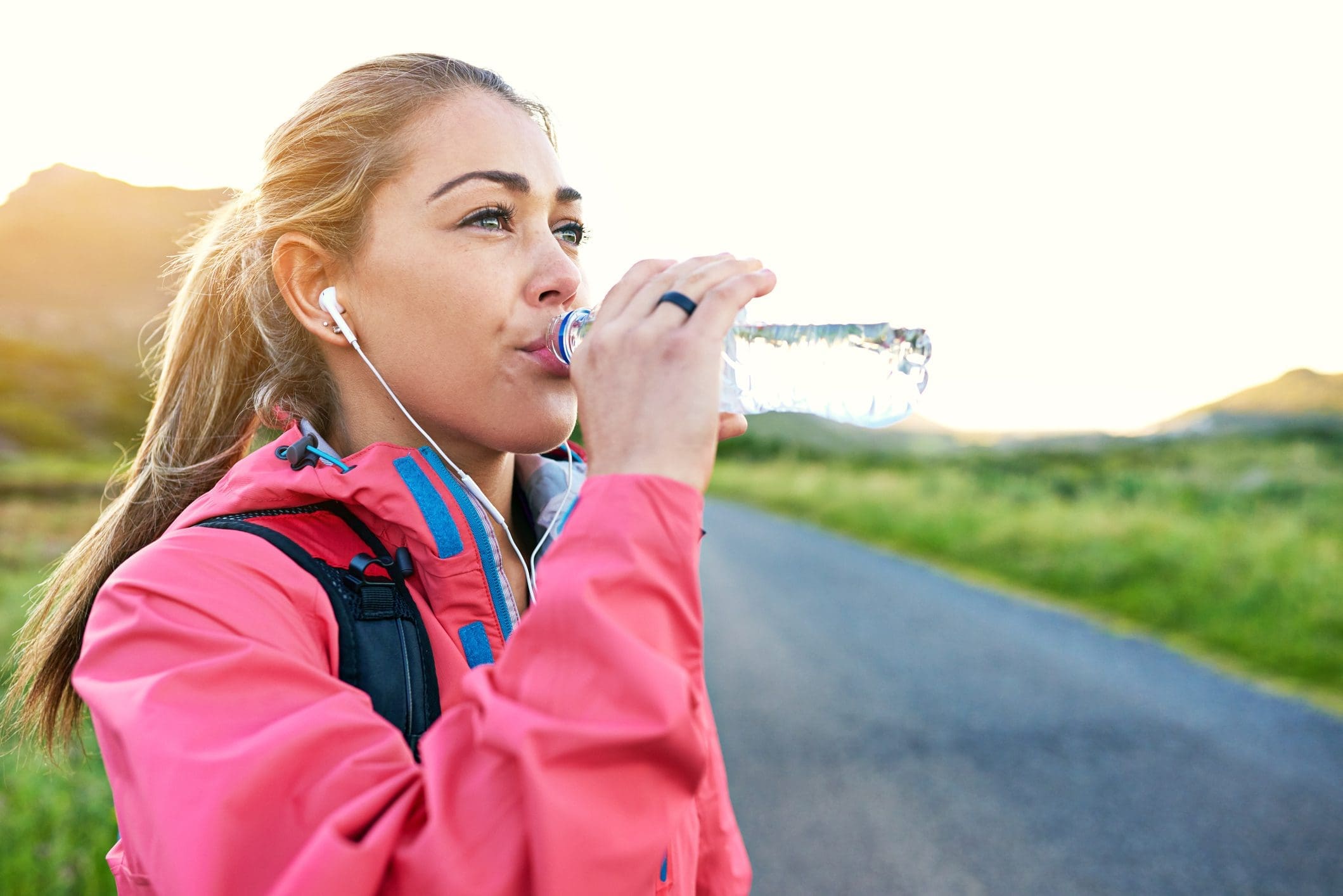 Staying hydrated during her run